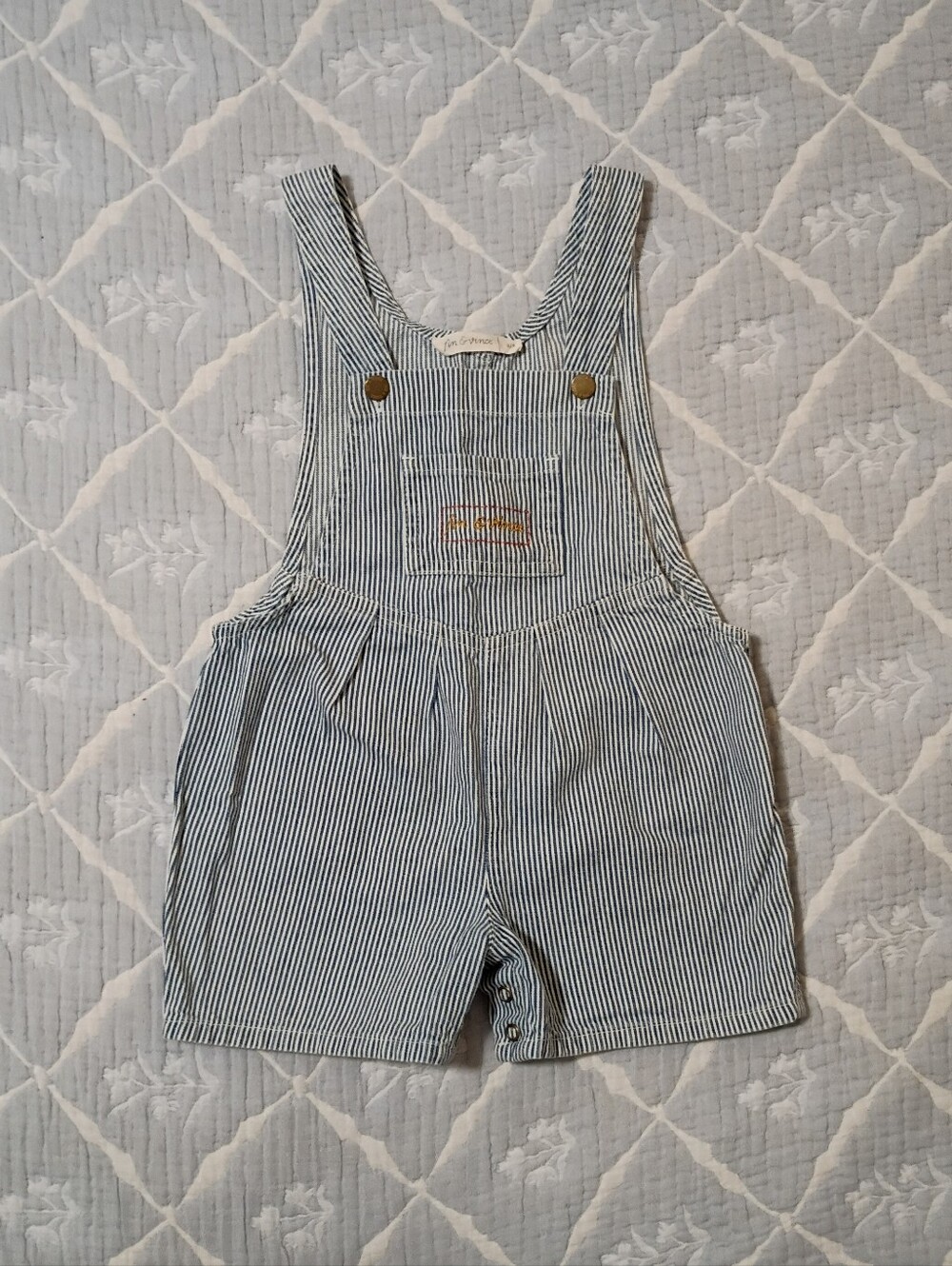 Fin & Vince Navy Striped Shortalls 2/3Y